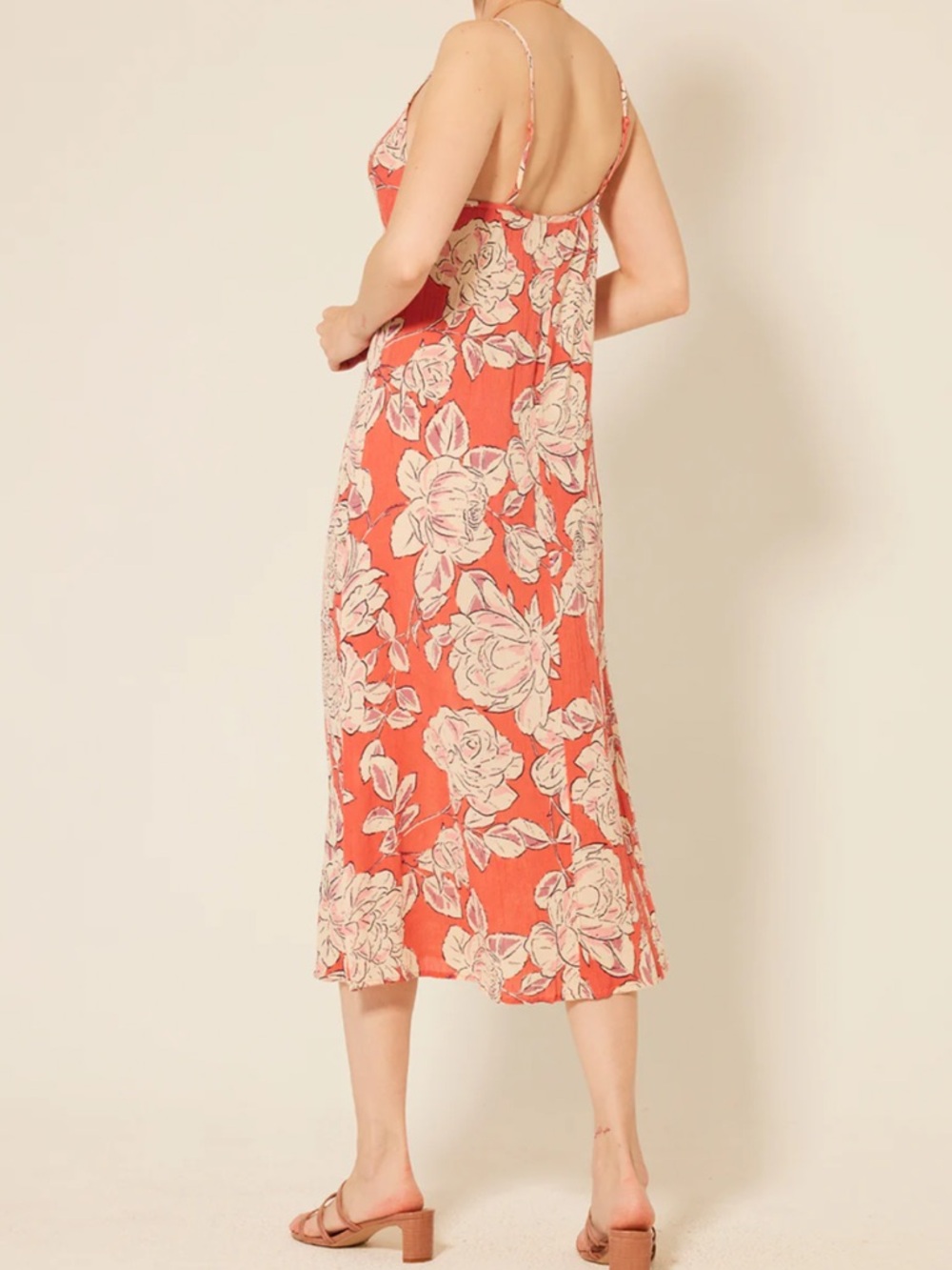 Coral Floral Slip Dress - Picture 4 of 7